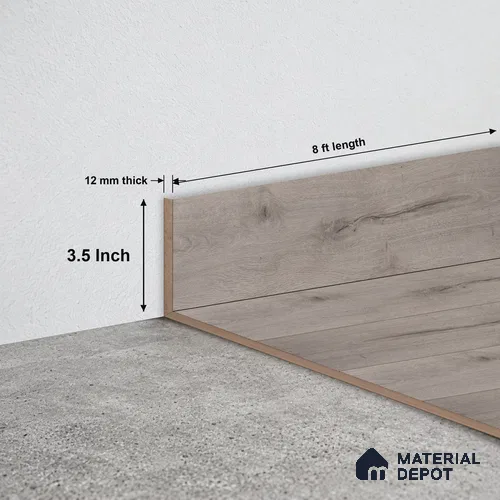 MDF Skirting Aristo Premium PM 00369 F | 8 ft x 3.5 Inch - 12 mm | Compatible for Laminate Wood Floor LF 00246 | Clean Edge Cover for Floor-Wall Gap