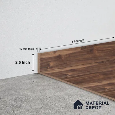 MDF Skirting Aristo Premium PM 00364 D | 8 ft x 2.5 Inch - 12 mm | Compatible for Laminate Wood Floor LF 00247 | Clean Edge Cover for Floor-Wall Gap