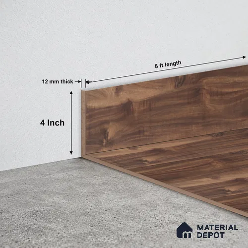 MDF Skirting Aristo Premium PM 00364 G | 8 ft x 4 Inch - 12 mm | Compatible for Laminate Wood Floor LF 00247 | Clean Edge Cover for Floor-Wall Gap