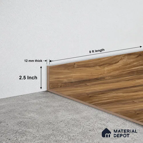 MDF Skirting Aristo PM 00361 D | 8 ft x 2.5 Inch - 12 mm | Compatible for Laminate Wood Floor LF 00249 | Clean Edge Cover for Floor-Wall Gap