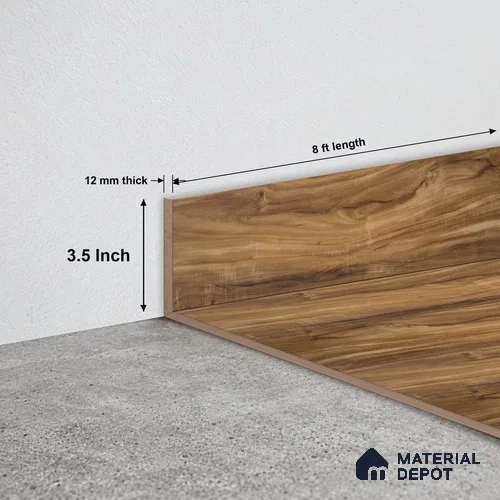 MDF Skirting Aristo PM 00361 F | 8 ft x 3.5 Inch - 12 mm | Compatible for Laminate Wood Floor LF 00249 | Clean Edge Cover for Floor-Wall Gap