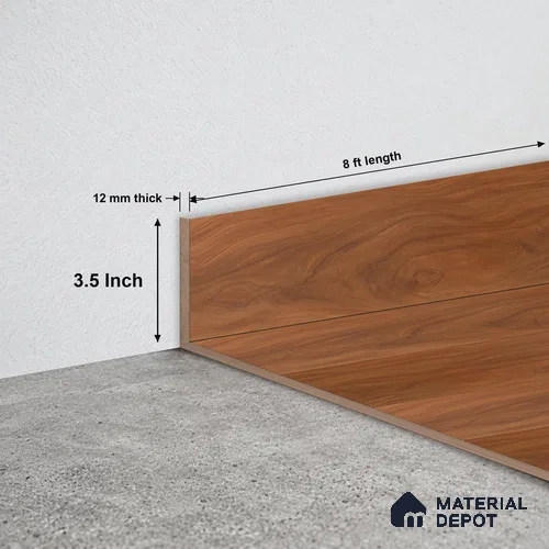 MDF Skirting Aristo Premium PM 00371 F | 8 ft x 3.5 Inch - 12 mm | Compatible for Laminate Wood Floor LF 00251 | Clean Edge Cover for Floor-Wall Gap