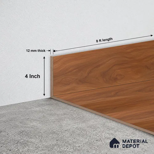 MDF Skirting Aristo Premium PM 00371 G | 8 ft x 4 Inch - 12 mm | Compatible for Laminate Wood Floor LF 00251 | Clean Edge Cover for Floor-Wall Gap