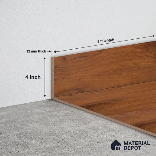MDF Skirting Aristo Premium PM 00366 G | 8 ft x 4 Inch - 12 mm | Compatible for Laminate Wood Floor LF 00252 | Clean Edge Cover for Floor-Wall Gap