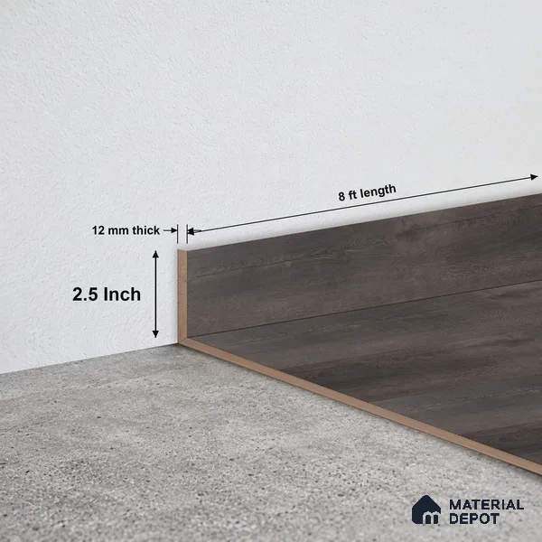 MDF Skirting Aristo Premium PM 00372 D | 8 ft x 2.5 Inch - 12 mm | Compatible for Laminate Wood Floor LF 00253 | Clean Edge Cover for Floor-Wall Gap