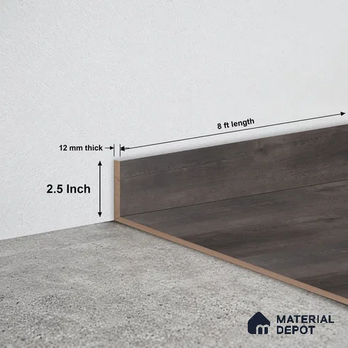 MDF Skirting Aristo Premium PM 00372 D | 8 ft x 2.5 Inch - 12 mm | Compatible for Laminate Wood Floor LF 00253 | Clean Edge Cover for Floor-Wall Gap