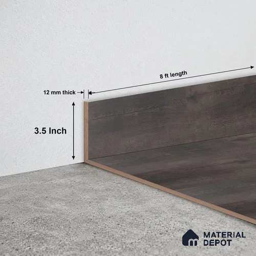 MDF Skirting Aristo Premium PM 00372 F | 8 ft x 3.5 Inch - 12 mm | Compatible for Laminate Wood Floor LF 00253 | Clean Edge Cover for Floor-Wall Gap