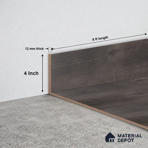 MDF Skirting Aristo Premium PM 00372 G | 8 ft x 4 Inch - 12 mm | Compatible for Laminate Wood Floor LF 00253 | Clean Edge Cover for Floor-Wall Gap