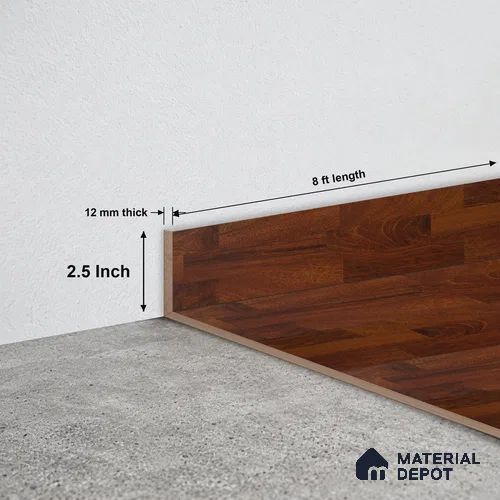 MDF Skirting Aristo PM 00358 D | 8 ft x 2.5 Inch - 12 mm | Compatible for Laminate Wood Floor LF 00255 | Clean Edge Cover for Floor-Wall Gap