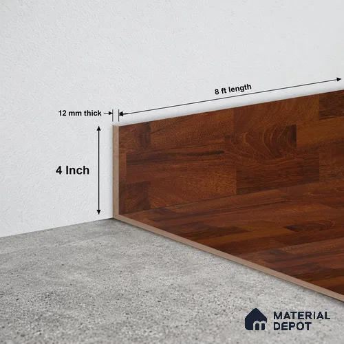 MDF Skirting Aristo PM 00358 G | 8 ft x 4 Inch - 12 mm | Compatible for Laminate Wood Floor LF 00255 | Clean Edge Cover for Floor-Wall Gap