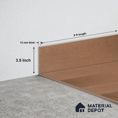 MDF Skirting Aristo Premium PM 00368 F | 8 ft x 3.5 Inch - 12 mm | Compatible for Laminate Wood Floor LF 00256 | Clean Edge Cover for Floor-Wall Gap
