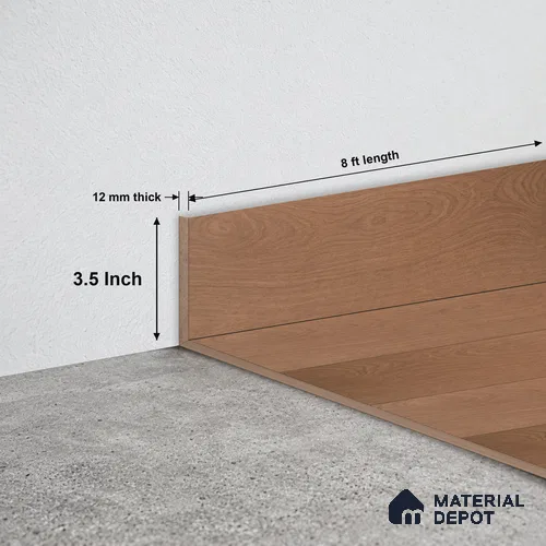 MDF Skirting Aristo Premium PM 00368 F | 8 ft x 3.5 Inch - 12 mm | Compatible for Laminate Wood Floor LF 00256 | Clean Edge Cover for Floor-Wall Gap