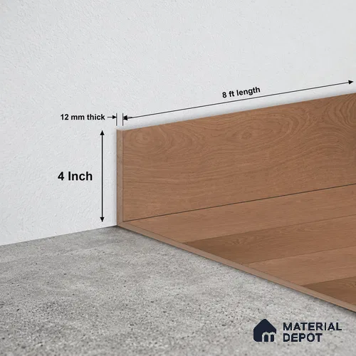 MDF Skirting Aristo Premium PM 00368 G | 8 ft x 4 Inch - 12 mm | Compatible for Laminate Wood Floor LF 00256 | Clean Edge Cover for Floor-Wall Gap