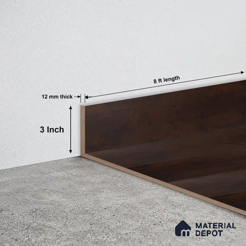 MDF Skirting Aristo PM 00357 E | 8 ft x 3 Inch - 12 mm | Compatible for Laminate Wood Floor LF 00257 | Clean Edge Cover for Floor-Wall Gap