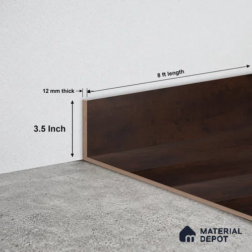 MDF Skirting Aristo PM 00357 F | 8 ft x 3.5 Inch - 12 mm | Compatible for Laminate Wood Floor LF 00257 | Clean Edge Cover for Floor-Wall Gap