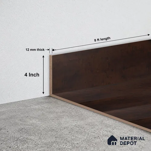 MDF Skirting Aristo PM 00357 G | 8 ft x 4 Inch - 12 mm | Compatible for Laminate Wood Floor LF 00257 | Clean Edge Cover for Floor-Wall Gap