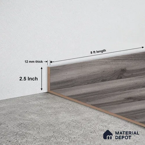 MDF Skirting Aristo PM 00360 D | 8 ft x 2.5 Inch - 12 mm | Compatible for Laminate Wood Floor LF 00258 | Clean Edge Cover for Floor-Wall Gap