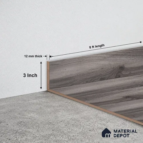 MDF Skirting Aristo PM 00360 E | 8 ft x 3 Inch - 12 mm | Compatible for Laminate Wood Floor LF 00258 | Clean Edge Cover for Floor-Wall Gap