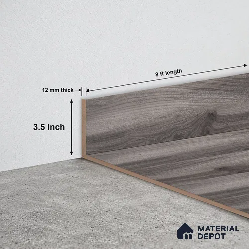MDF Skirting Aristo PM 00360 F | 8 ft x 3.5 Inch - 12 mm | Compatible for Laminate Wood Floor LF 00258 | Clean Edge Cover for Floor-Wall Gap