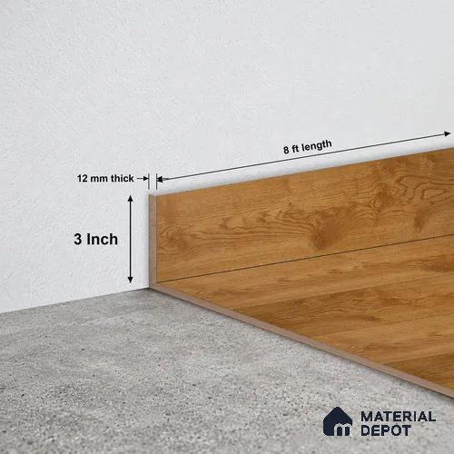 MDF Skirting Aristo PM 00363 E | 8 ft x 3 Inch - 12 mm | Compatible for Laminate Wood Floor LF 00260 | Clean Edge Cover for Floor-Wall Gap