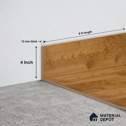 MDF Skirting Aristo PM 00363 G | 8 ft x 4 Inch - 12 mm | Compatible for Laminate Wood Floor LF 00260 | Clean Edge Cover for Floor-Wall Gap