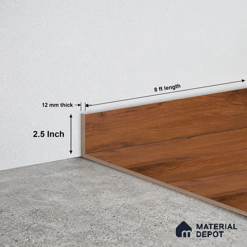 MDF Skirting Heirloom PM 00352 D | 8 ft x 2.5 Inch - 12 mm | Compatible for Laminate Wood Floor LF 00266 | Clean Edge Cover for Floor-Wall Gap