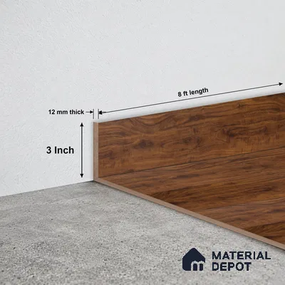 MDF Skirting Heirloom PM 00353 E | 8 ft x 3 Inch - 12 mm | Compatible for Laminate Wood Floor LF 00267 | Clean Edge Cover for Floor-Wall Gap