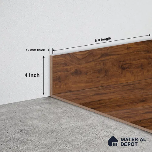 MDF Skirting Heirloom PM 00353 G | 8 ft x 4 Inch - 12 mm | Compatible for Laminate Wood Floor LF 00267 | Clean Edge Cover for Floor-Wall Gap