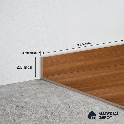 MDF Skirting Heirloom PM 00348 D | 8 ft x 2.5 Inch - 12 mm | Compatible for Laminate Wood Floor LF 00268 | Clean Edge Cover for Floor-Wall Gap