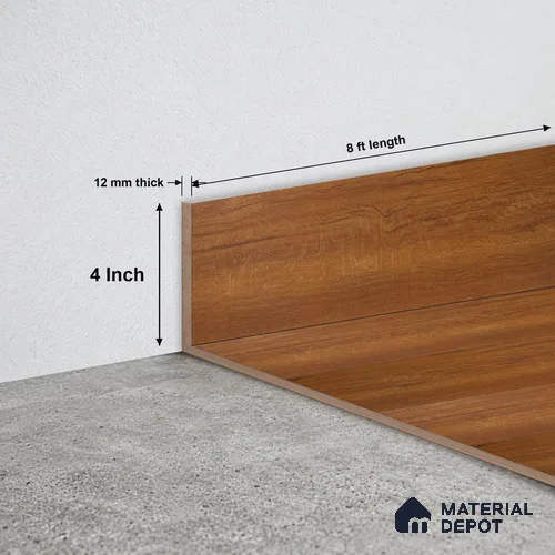 MDF Skirting Heirloom PM 00348 G | 8 ft x 4 Inch - 12 mm | Compatible for Laminate Wood Floor LF 00268 | Clean Edge Cover for Floor-Wall Gap