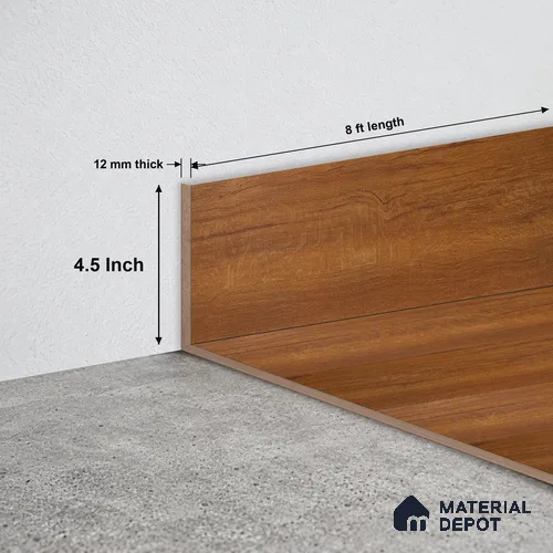 MDF Skirting Heirloom TF 00348 Y | 8 ft x 4.5 Inch | Compatible for Laminate Wood Floor LF 00268 | Clean Edge Cover for Floor-Wall Gap