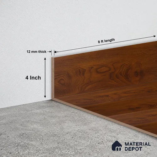 MDF Skirting Heirloom PM 00350 G | 8 ft x 4 Inch - 12 mm | Compatible for Laminate Wood Floor LF 00269 | Clean Edge Cover for Floor-Wall Gap