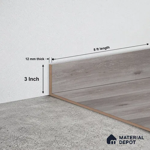 MDF Skirting Heirloom PM 00351 E | 8 ft x 3 Inch - 12 mm | Compatible for Laminate Wood Floor LF 00270 | Clean Edge Cover for Floor-Wall Gap