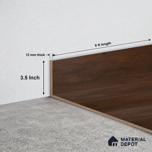 MDF Skirting Heirloom PM 00349 F | 8 ft x 3.5 Inch - 12 mm | Compatible for Laminate Wood Floor LF 00271 | Clean Edge Cover for Floor-Wall Gap