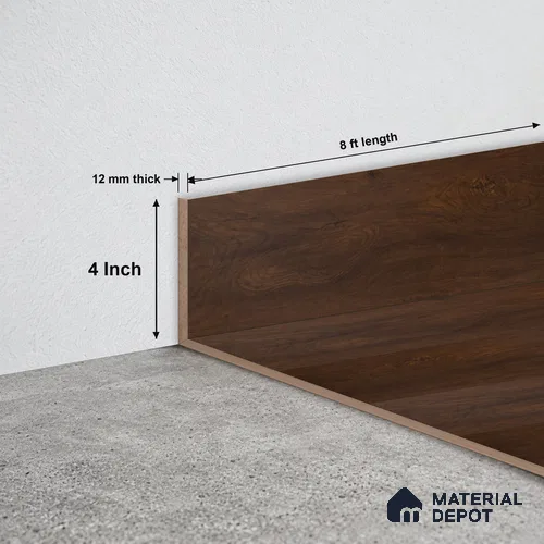 MDF Skirting Heirloom PM 00349 G | 8 ft x 4 Inch - 12 mm | Compatible for Laminate Wood Floor LF 00271 | Clean Edge Cover for Floor-Wall Gap