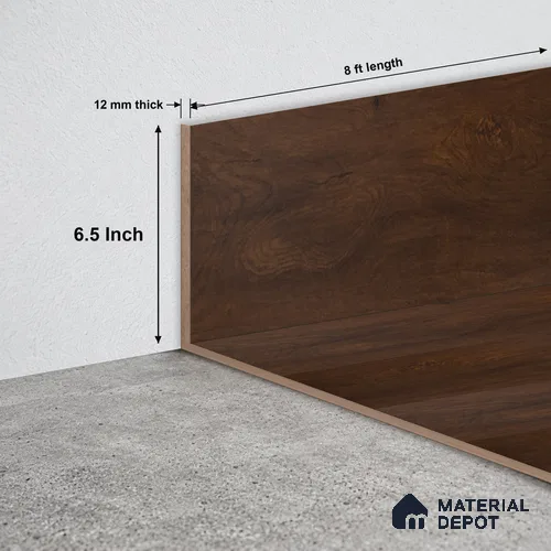 MDF Skirting Heirloom TF 00349 Z | 8 ft x 6.4 Inch - 12 mm | Compatible for Laminate Wood Floor LF 00271 | Clean Edge Cover for Floor-Wall Gap