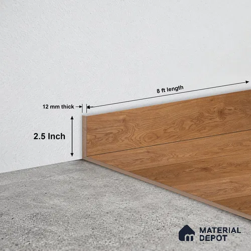 MDF Skirting Heirloom PM 00354 D | 8 ft x 2.5 Inch - 12 mm | Compatible for Laminate Wood Floor LF 00272 | Clean Edge Cover for Floor-Wall Gap