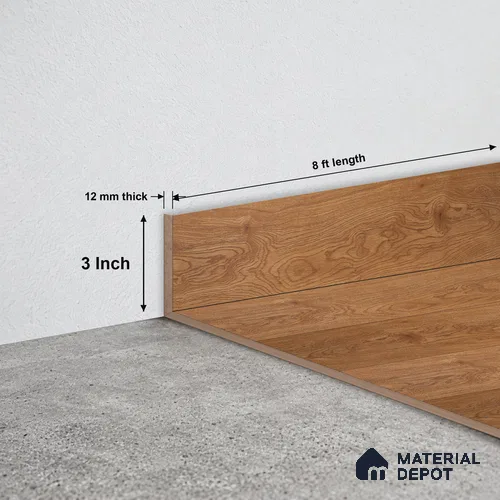 MDF Skirting Heirloom PM 00354 E | 8 ft x 3 Inch - 12 mm | Compatible for Laminate Wood Floor LF 00272 | Clean Edge Cover for Floor-Wall Gap