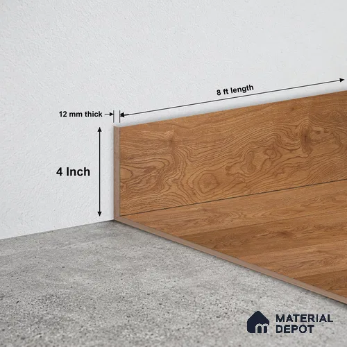 MDF Skirting Heirloom PM 00354 G | 8 ft x 4 Inch - 12 mm | Compatible for Laminate Wood Floor LF 00272 | Clean Edge Cover for Floor-Wall Gap