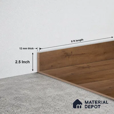 MDF Skirting Aqua Lock PM 00400 D | 8 ft x 2.5 Inch - 12 mm | Compatible for Laminate Wood Floor LF 00283 | Clean Edge Cover for Floor-Wall Gap