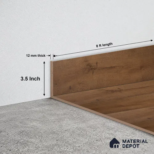 MDF Skirting Aqua Lock PM 00400 F | 8 ft x 3.5 Inch - 12 mm | Compatible for Laminate Wood Floor LF 00283 | Clean Edge Cover for Floor-Wall Gap