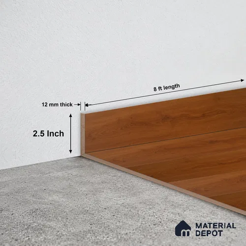 MDF Skirting Aqua Lock PM 00403 D | 8 ft x 2.5 Inch - 12 mm | Compatible for Laminate Wood Floor LF 00286 | Clean Edge Cover for Floor-Wall Gap