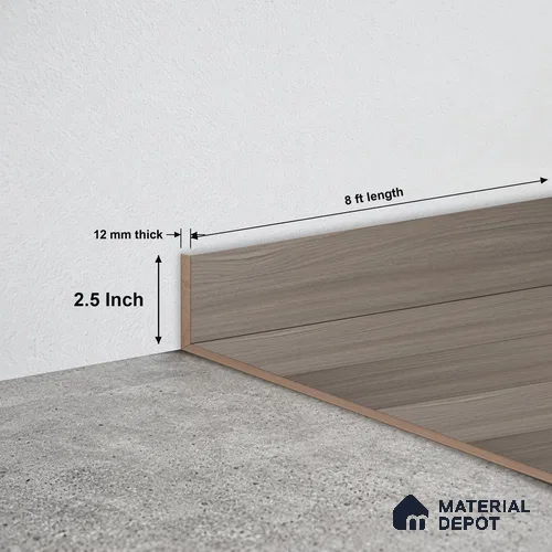 MDF Skirting Aqua Lock PM 00404 D | 8 ft x 2.5 Inch - 12 mm | Compatible for Laminate Wood Floor LF 00287 | Clean Edge Cover for Floor-Wall Gap