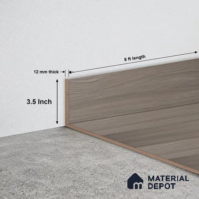 MDF Skirting Aqua Lock PM 00404 F | 8 ft x 3.5 Inch - 12 mm | Compatible for Laminate Wood Floor LF 00287 | Clean Edge Cover for Floor-Wall Gap