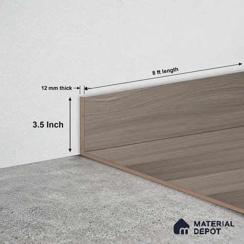 MDF Skirting Aqua Lock PM 00404 F | 8 ft x 3.5 Inch - 12 mm | Compatible for Laminate Wood Floor LF 00287 | Clean Edge Cover for Floor-Wall Gap