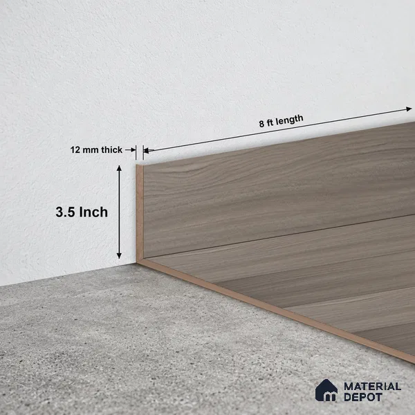 MDF Skirting Aqua Lock PM 00404 F | 8 ft x 3.5 Inch - 12 mm | Compatible for Laminate Wood Floor LF 00287 | Clean Edge Cover for Floor-Wall Gap