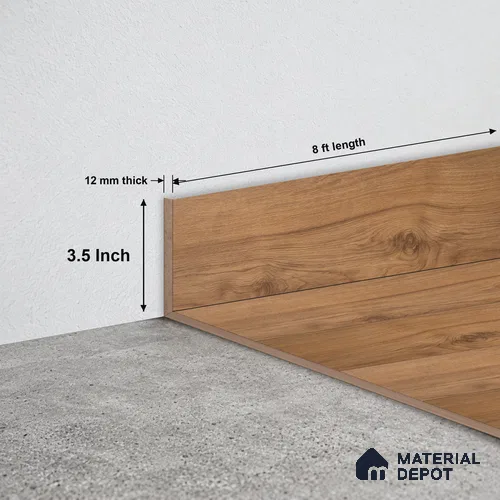 MDF Skirting Aqua Lock PM 00405 F | 8 ft x 3.5 Inch - 12 mm | Compatible for Laminate Wood Floor LF 00288 | Clean Edge Cover for Floor-Wall Gap