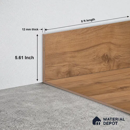 MDF Skirting Aqua Lock TR 00405 | 8 ft x 5.6 Inch | Compatible for Laminate Wood Floor LF 00288 | Clean Edge Cover for Floor-Wall Gap