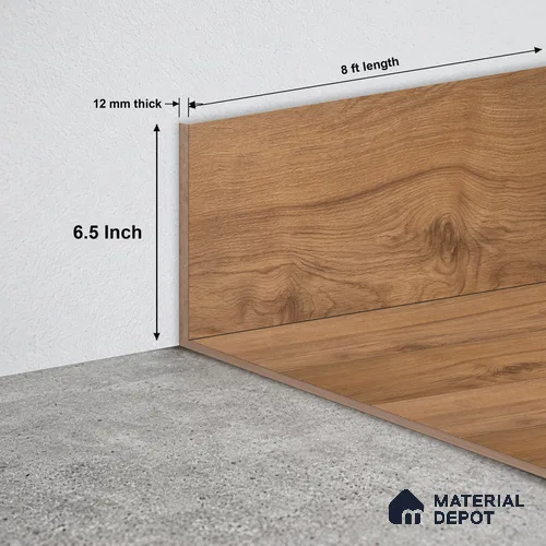 MDF Skirting Aqua Lock TF 00405 AC | 8 ft x 6.4 Inch | Compatible for Laminate Wood Floor LF 00288 | Clean Edge Cover for Floor-Wall Gap
