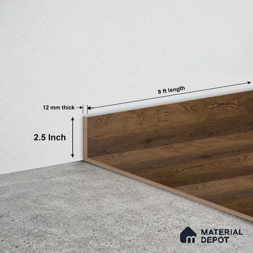 MDF Skirting Aqua Lock PM 00406 D | 8 ft x 2.5 Inch - 12 mm | Compatible for Laminate Wood Floor LF 00289 | Clean Edge Cover for Floor-Wall Gap